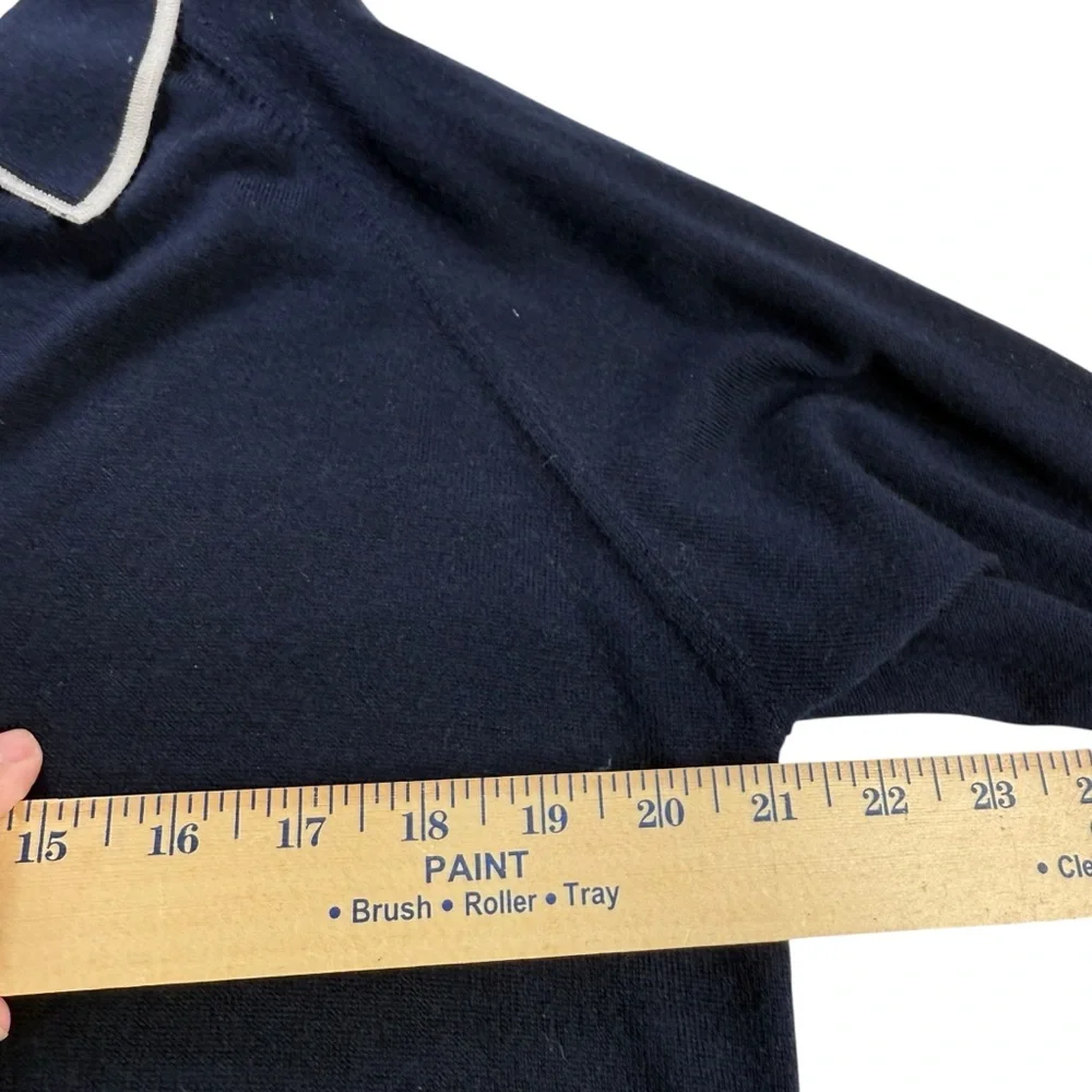 Chloé Stora dark navy blue long-sleeve polo shirt sweater 100%‎ merino wool - Picture 3 of 9